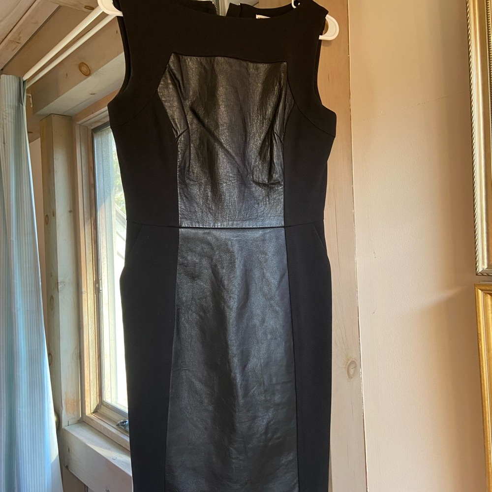 Milly Black sheath dress with leather